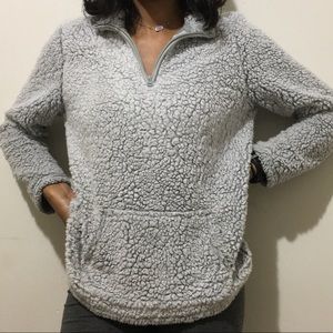 Gray fuzzy sweater